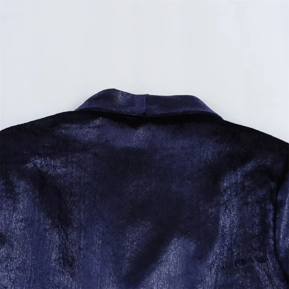 Zach Ailsa 2024 early spring new women's minimalist temperament solid color long sleeved slim fit velvet suit jacket