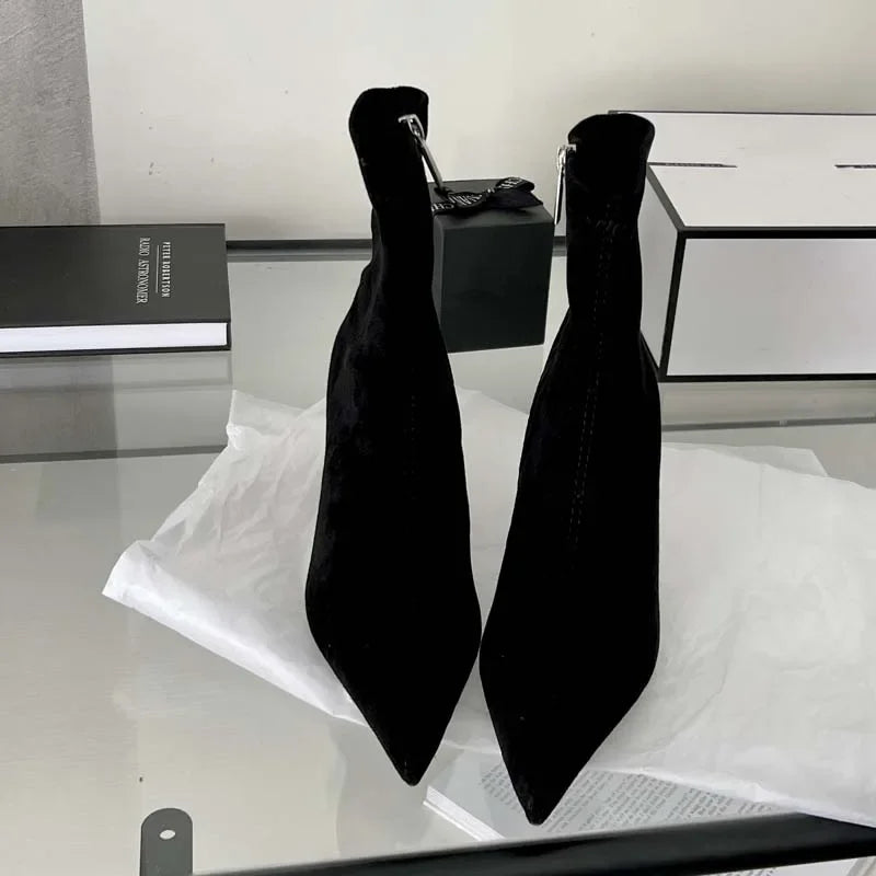 Eilyken Sexy Thin Low Heels Pointed Toe Ankle Boots Woman Party Shoes Fashion Spring Autumn Zipper Concise Short Booties