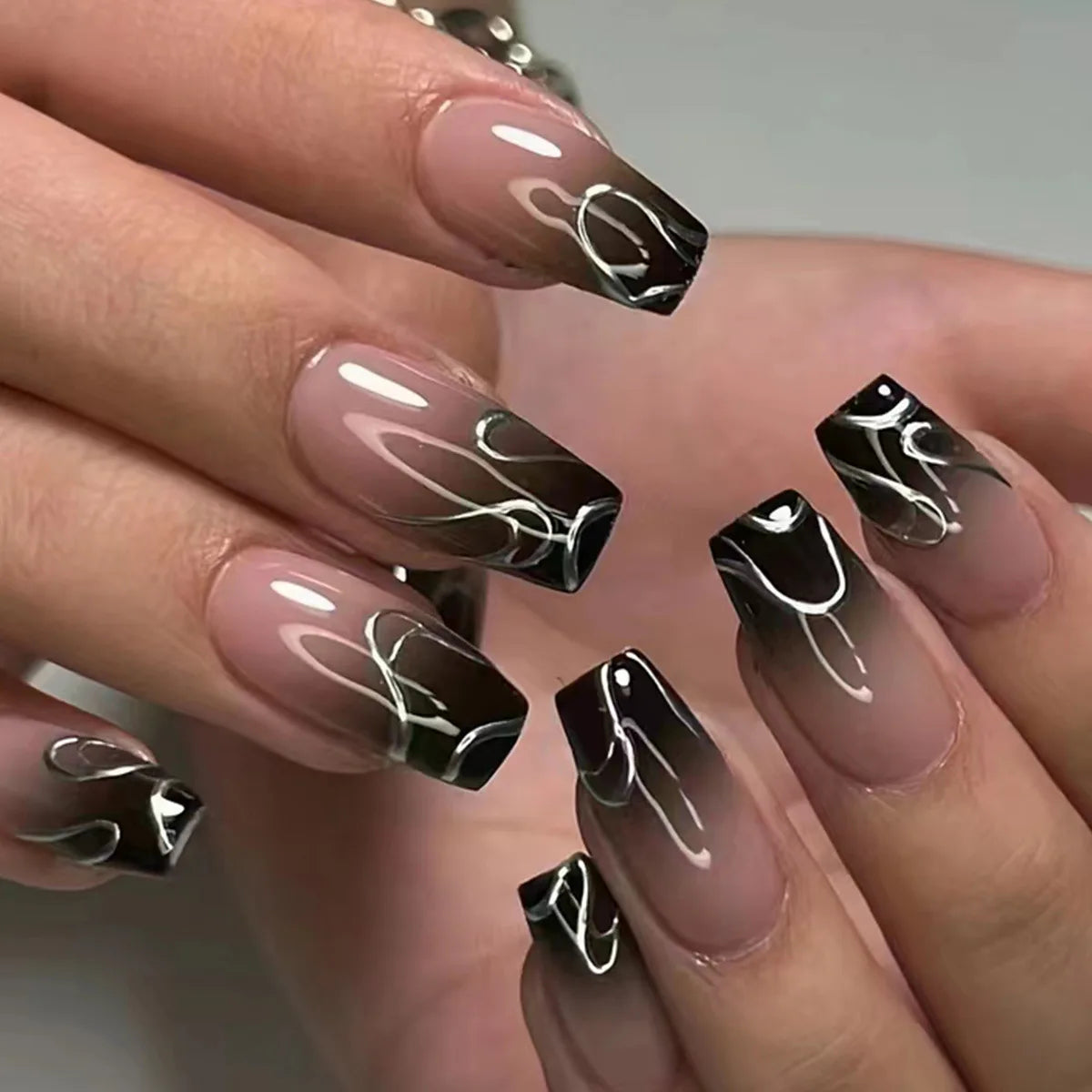 24Pcs Purple Press on Nails Almond White French Fake Nails DIY Artificial Nails Tips for Women Wearable Nail Accessories 2025