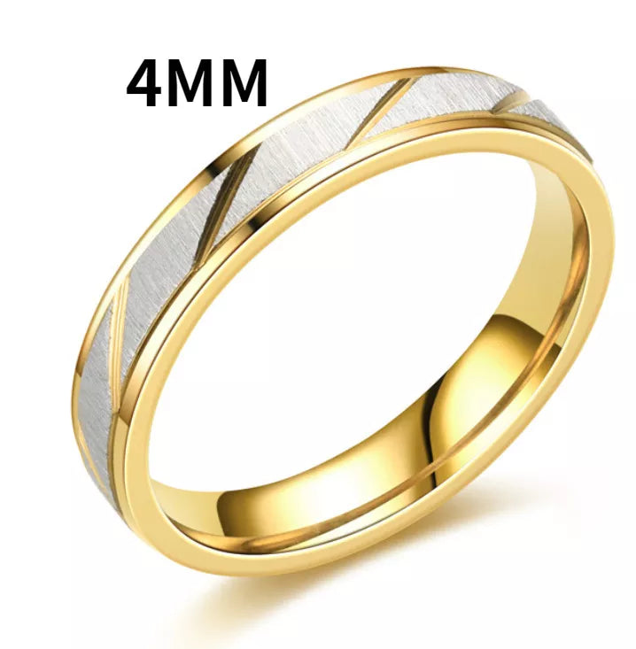 Unique Wave Pattern Couple Rings For Men Women High Quality Stainless Steel Ring Engagement Wedding Rings Jewelry Female-4mm
