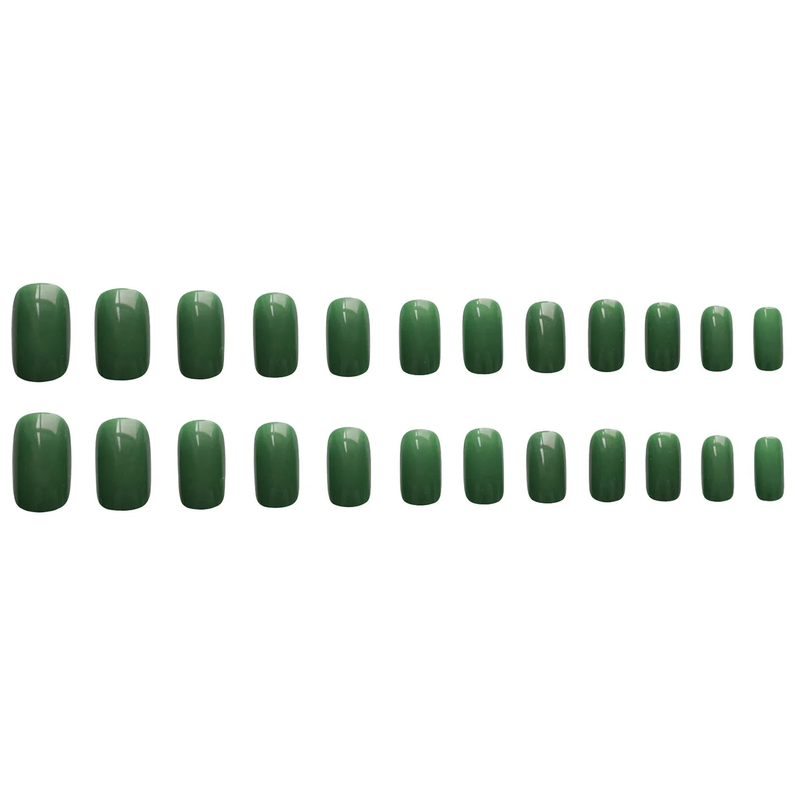 24Pcs Green False Nails Medium-length Square Press On Nails Solid Color Full Cover Acrylic Fake Nails Patches for Women Girls