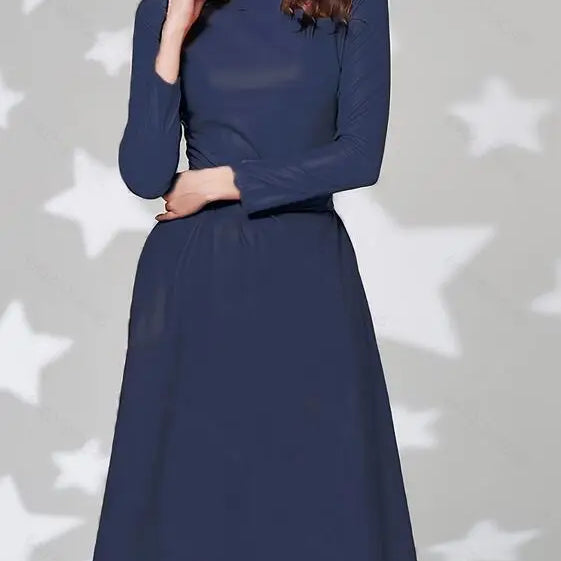 Fashion Belt Faux Leather Dresses Women Long Sleeve Slim Fit PU Dress Sexy Club Wear Autumn Winter Navy Blue