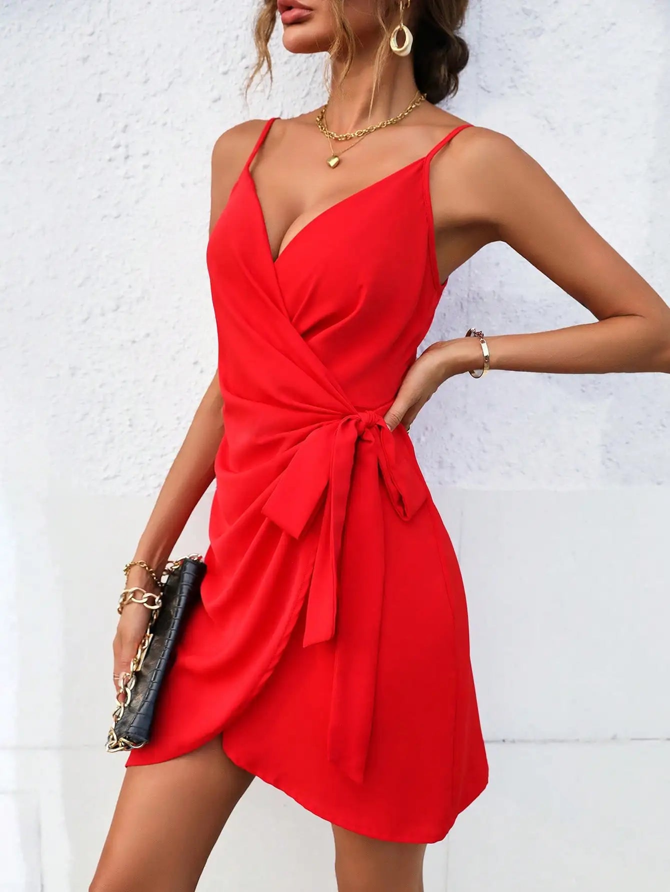Cross border European and American fashion sexy V-neck dress