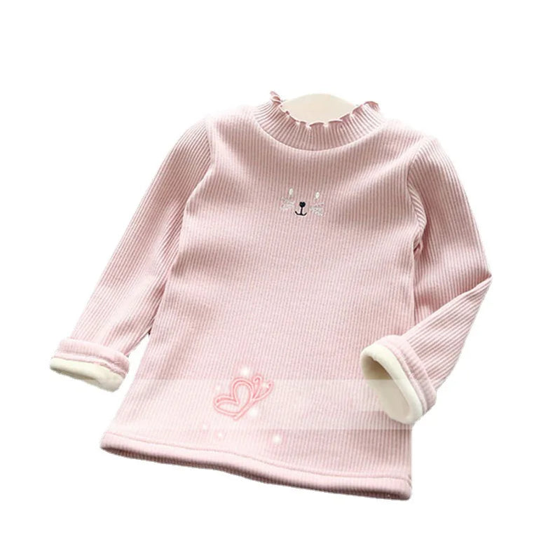 Fashion Girls Sweaters 2024 Winter Children Clothes Cartoon Kids Tops Warm Velvet Thick Kids Sweater Girls Outwear Sweater