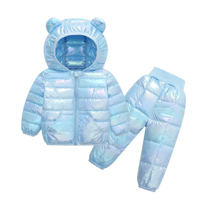 Winter Children Clothing Sets Baby Boy Warm Hooded Down Jackets Pants Clothing Sets Baby Girls Boys Snowsuit Coats Ski Suit