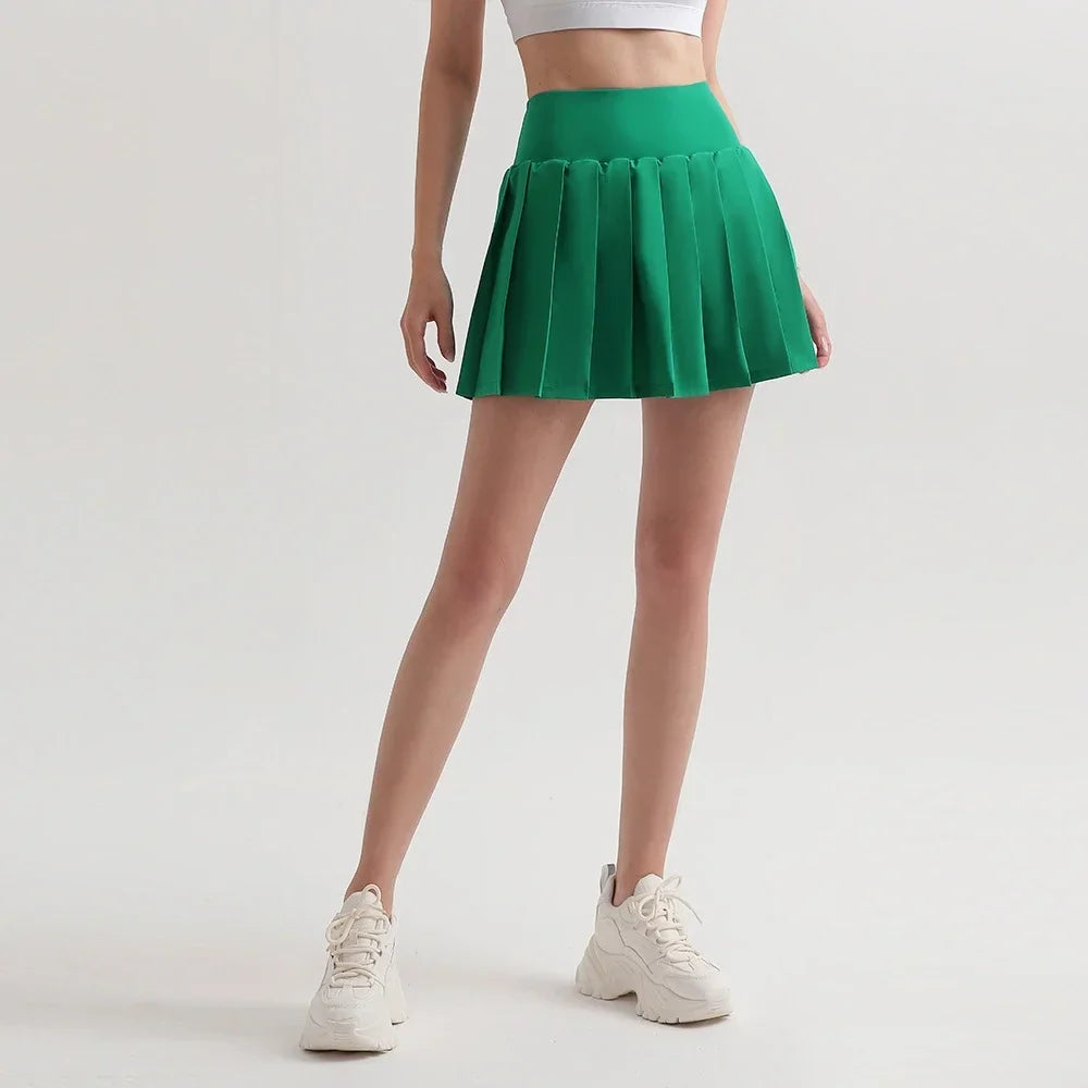1/2/3Pcs Lycra Workout Sets Womens Seamless Gym Sportswear Shock-proof Sport Bra High Waist Yoga Pants Gym Leggings Tennis Skirt 1pc Skirt 2 - Green