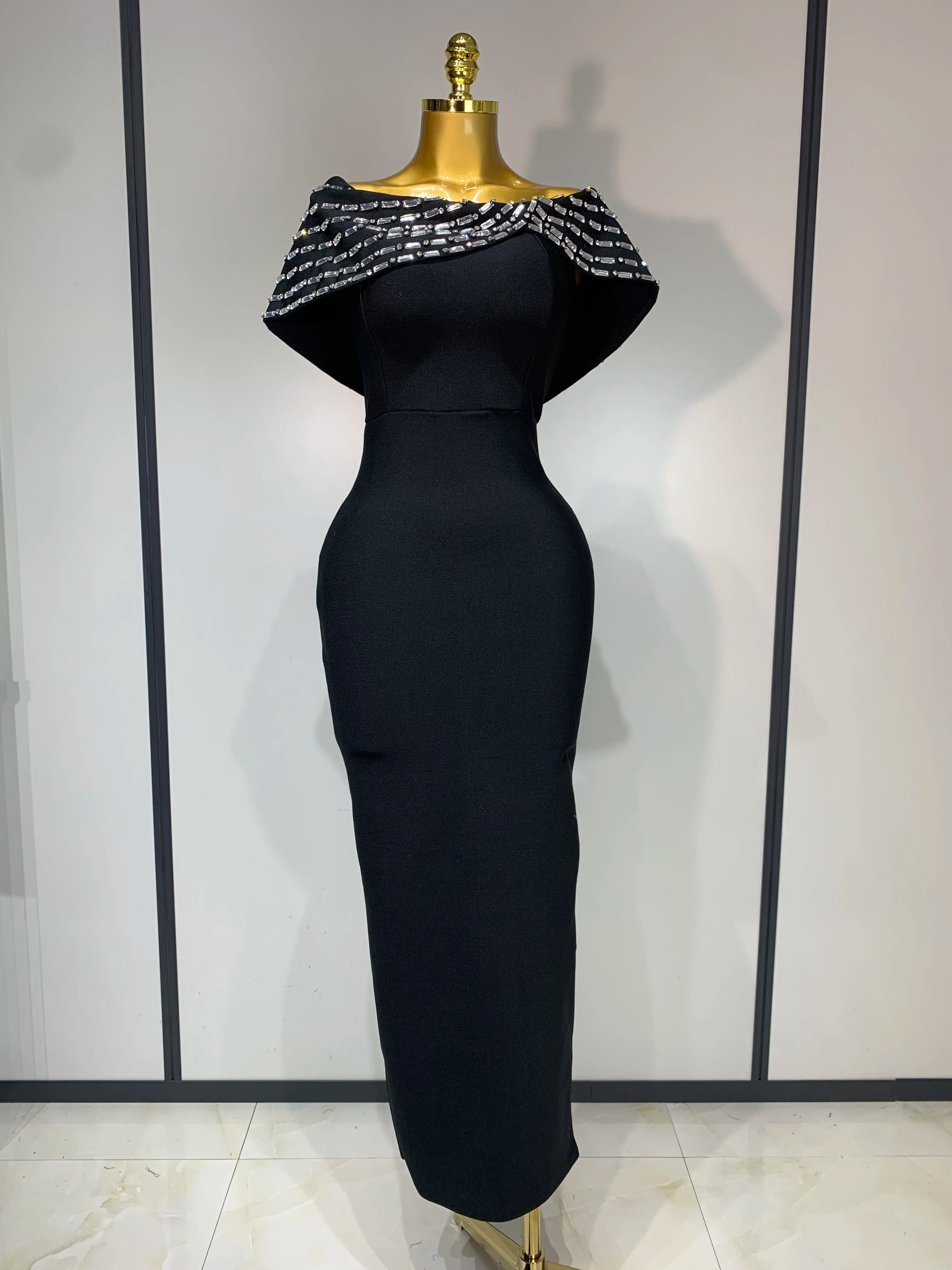 Fashion Sexy Strapless 2025 Black Off-shoulder Bodycon Bandade Dress Celebrity Cocktail Party Luxury Birthday Wedding Dresses
