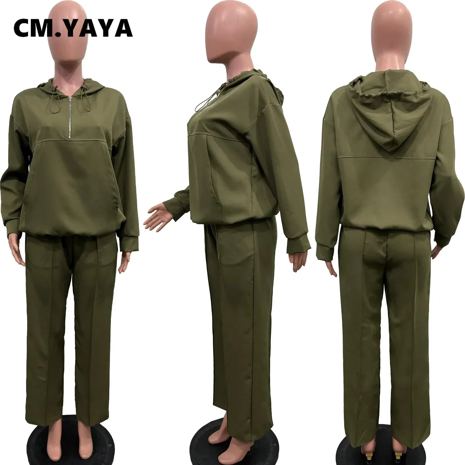 CM.YAYA Long Sleeve Women Set Loose Long Sleeve Hoodies Pant Suits 2024 Spring 2 Two Piece Sets Sporty Tracksuits Street Outfits