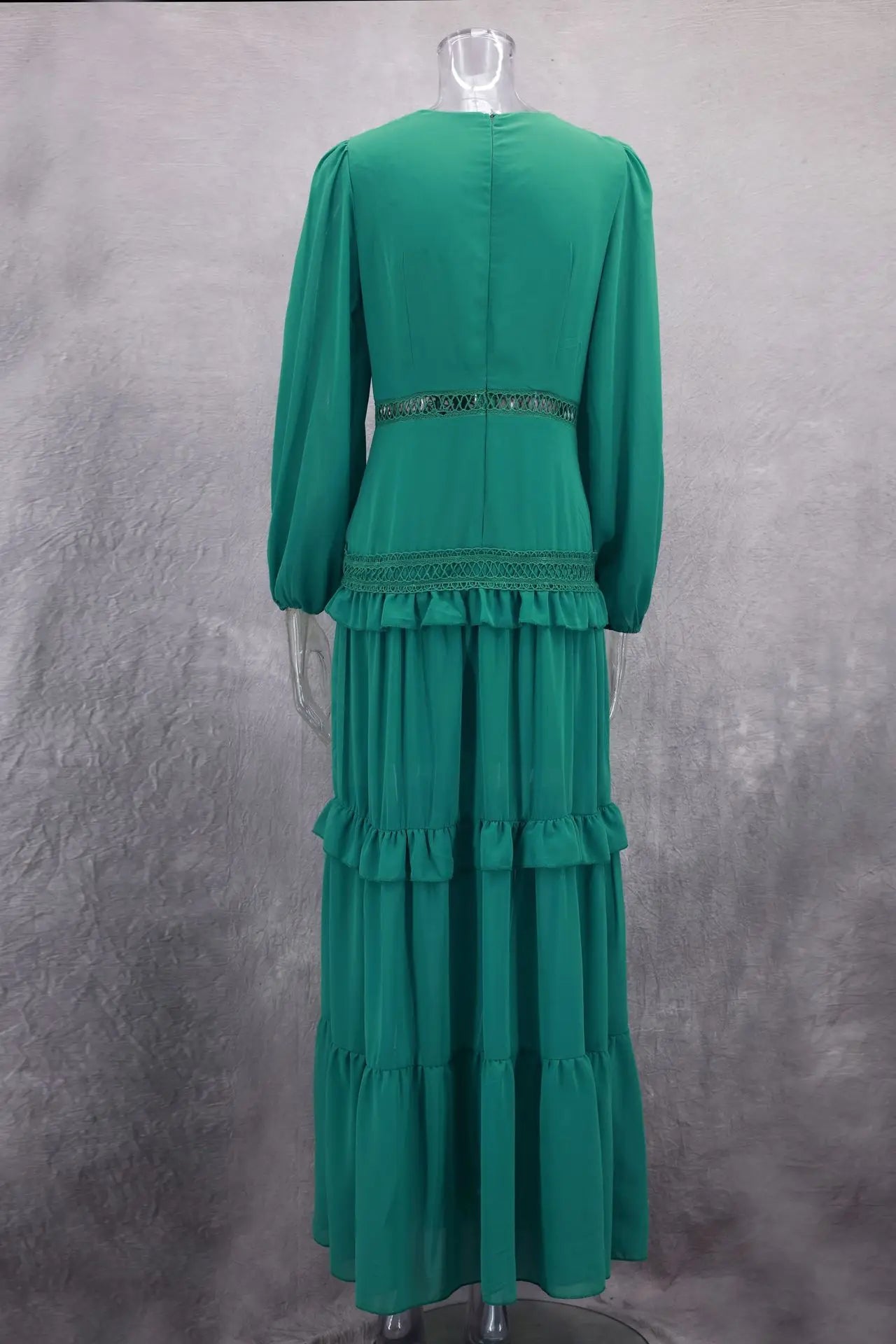 CM.YAYA Women V-neck Full Sleeve Ruffles Lace Long Maxi Dress 2025 Spring Beach Holiday Party Sexy Street Vestidos Sexy Dresses