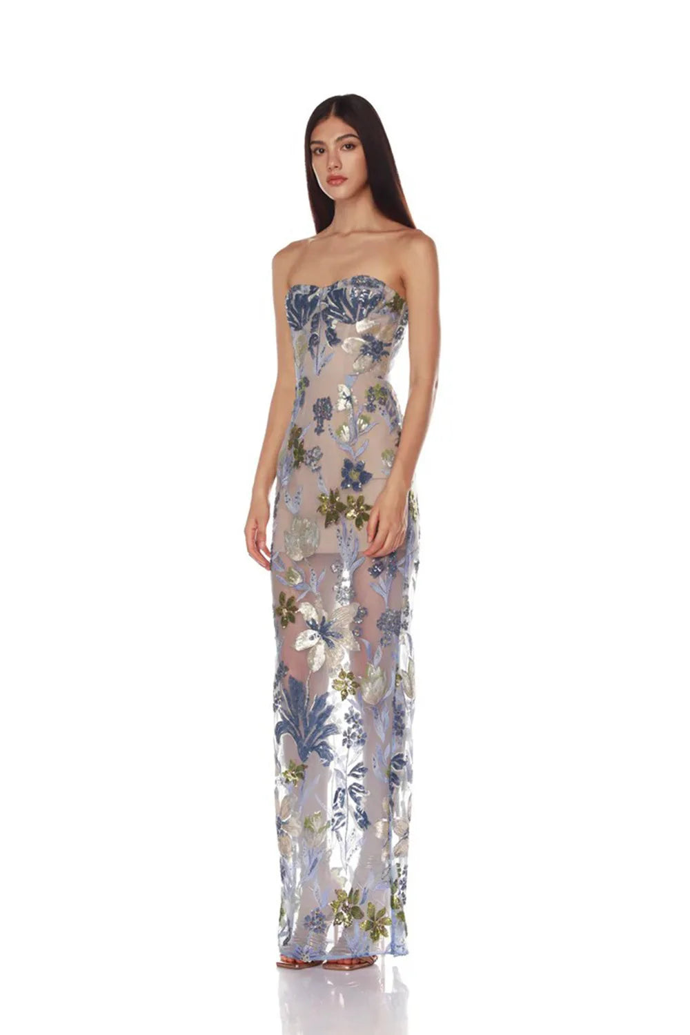 2025 New Fashion Women Sexy Strapless Embroidery Bodycon Long Dress Fashion Celebrate Evening Party Birthday Outfit