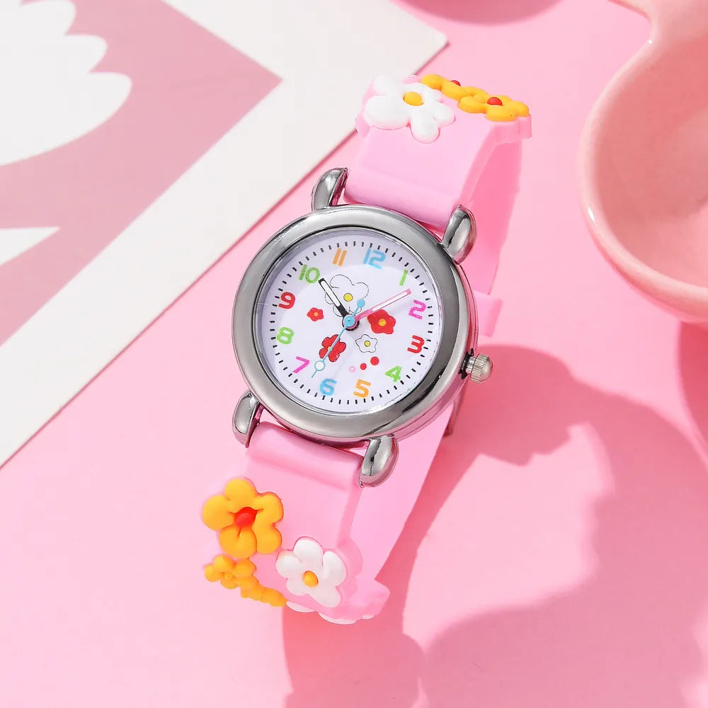 New Kids Watches Cartoon Watches Pink Silicone Quartz Wristwatch Birthday Gift Girl Boy Children Study Time Girl Watch Reloj Pink