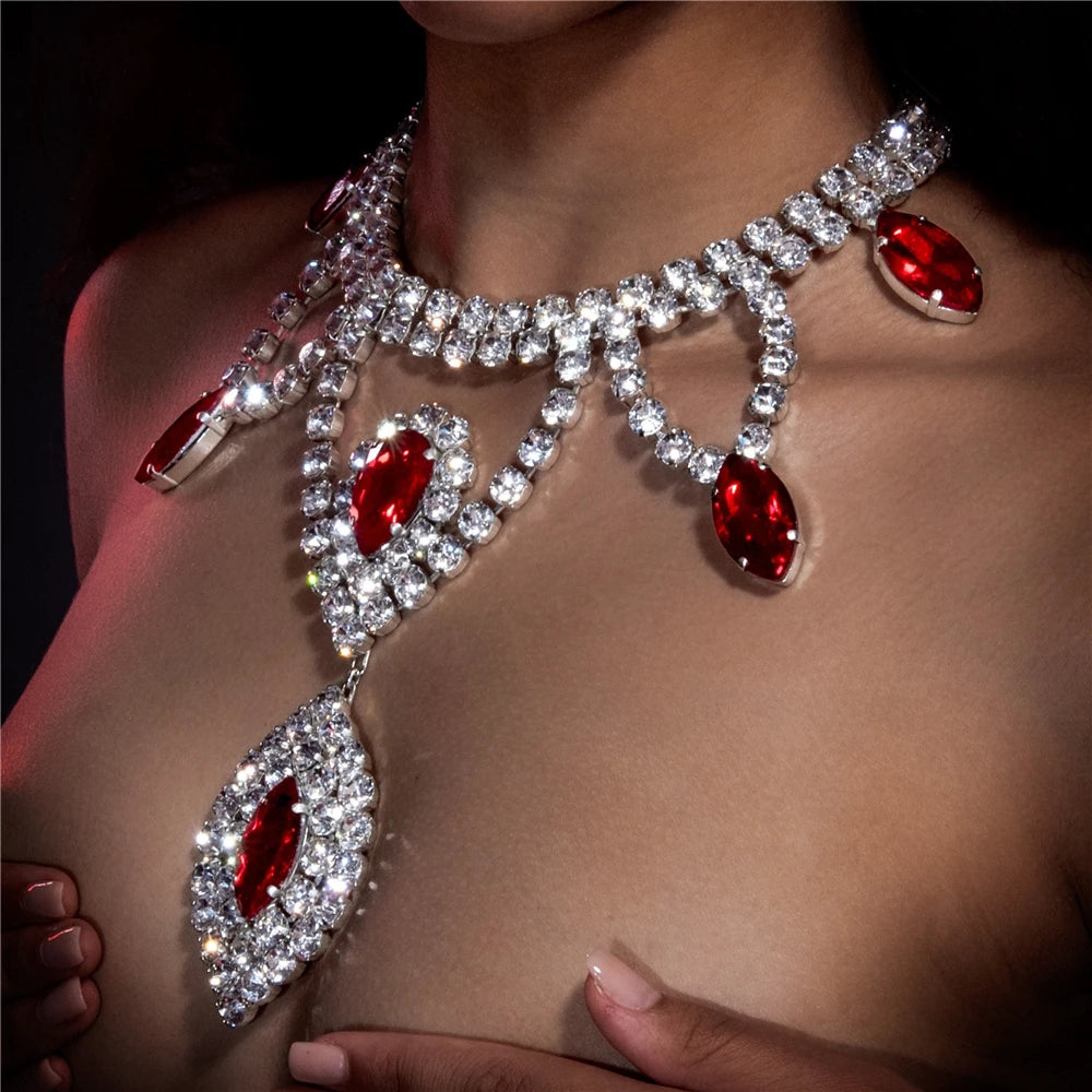 Luxury Noble Crystal Water Drops Bridal Jewelry Sets Rhinestone Necklace Earrings Set for Bride African Jewelry Accessories 10