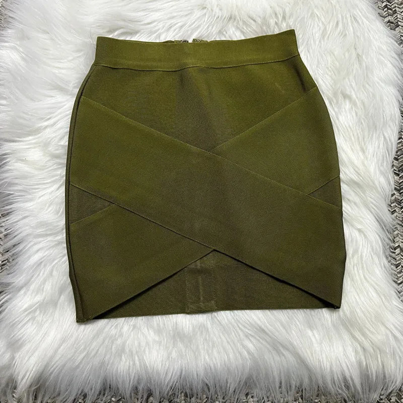 Ladies Rayon Black Thick Rayon Pencil Bandage Skirt Cute Mini Skirt