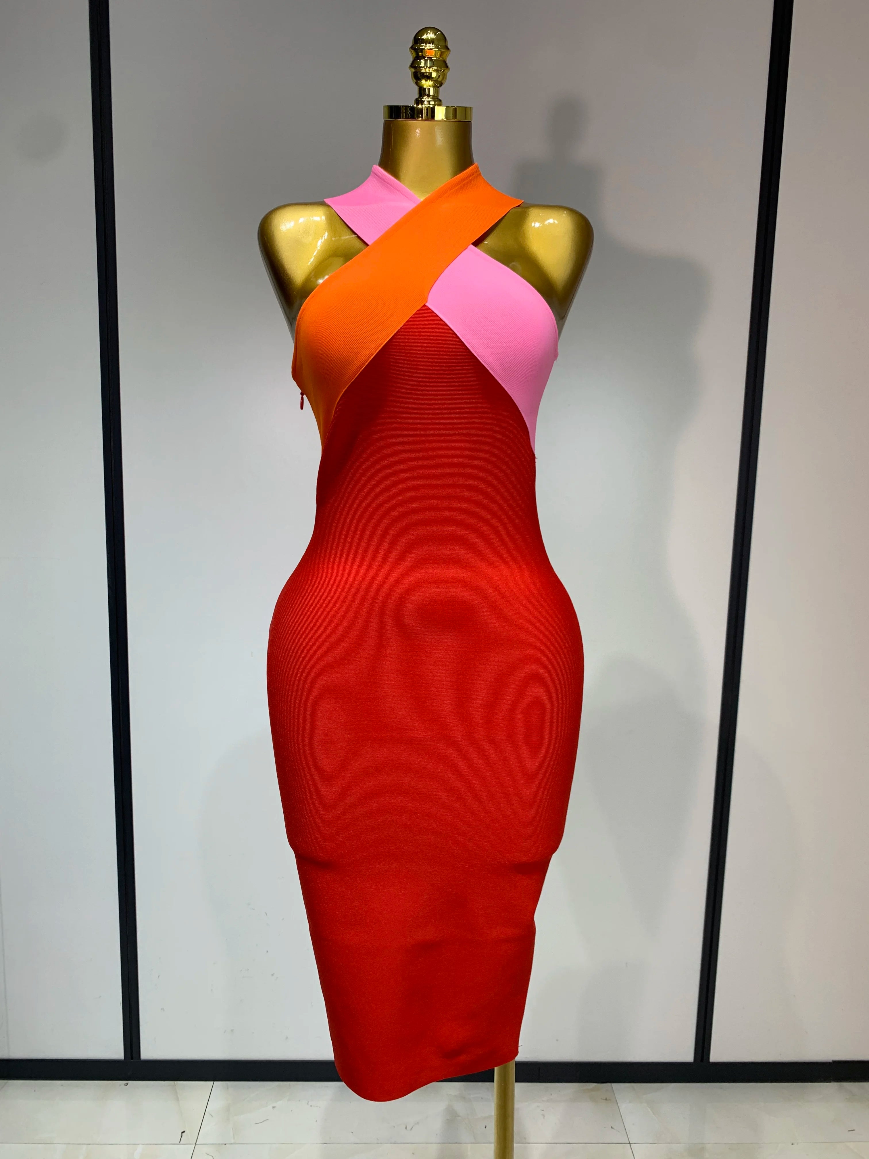 Women Sexy Backless Patchwork Bodycon Bandage Dress 2025 Celebirty Elegant Evening Party Carnival Luxury Birthday Dresses