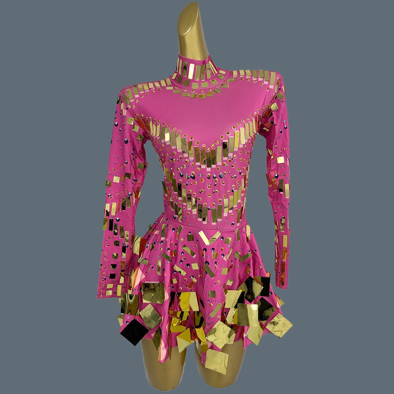 Fancy Sequins Pleated Mini Dress for Hot Girls Bar Nightclub Stage Show Outfit Dance Performance Wear Dance Troupe Outfit Xieshi