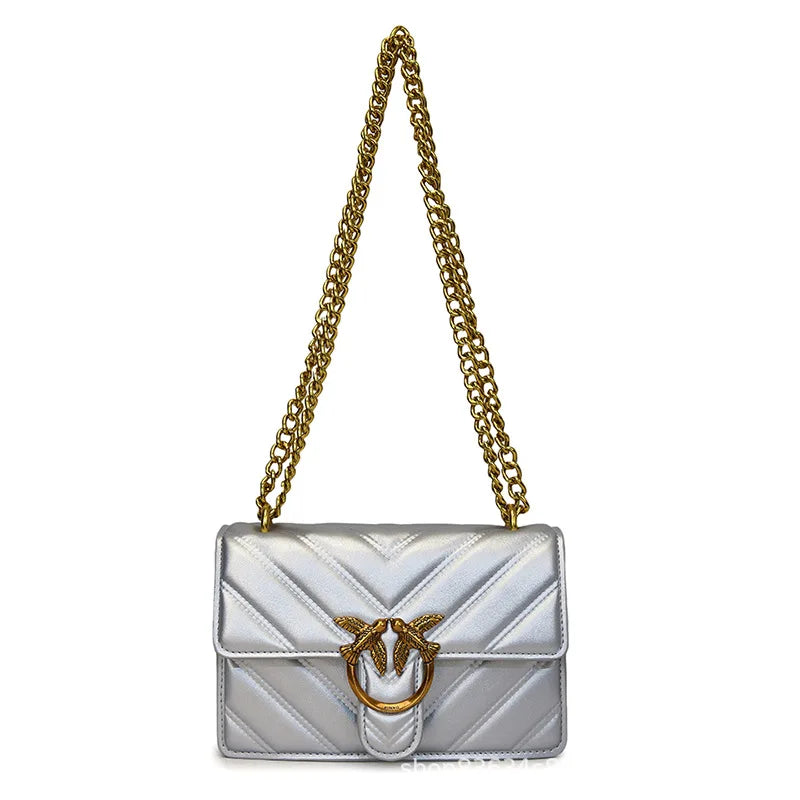 Rhombus Chain Swallow Bag 2025 New Versatile Small Square Bag Fashionable Foreign Style Shoulder Messenger Bag