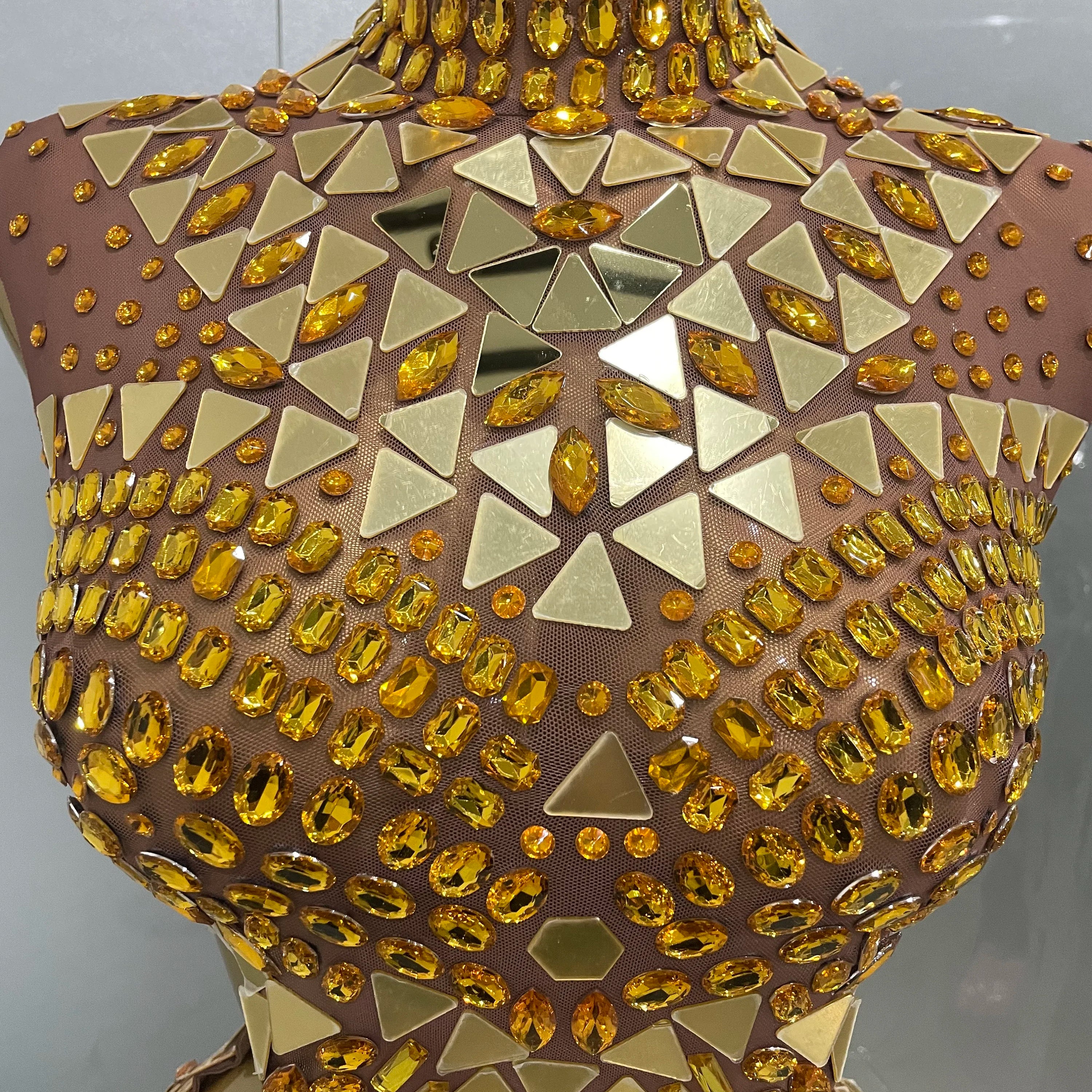 Luxury Shiny Mirror Rhinestones Hollowed-out Long Dress 2025Women Celebrity Evening Party Catwalk Prom Stage Photo Shoot Dresses