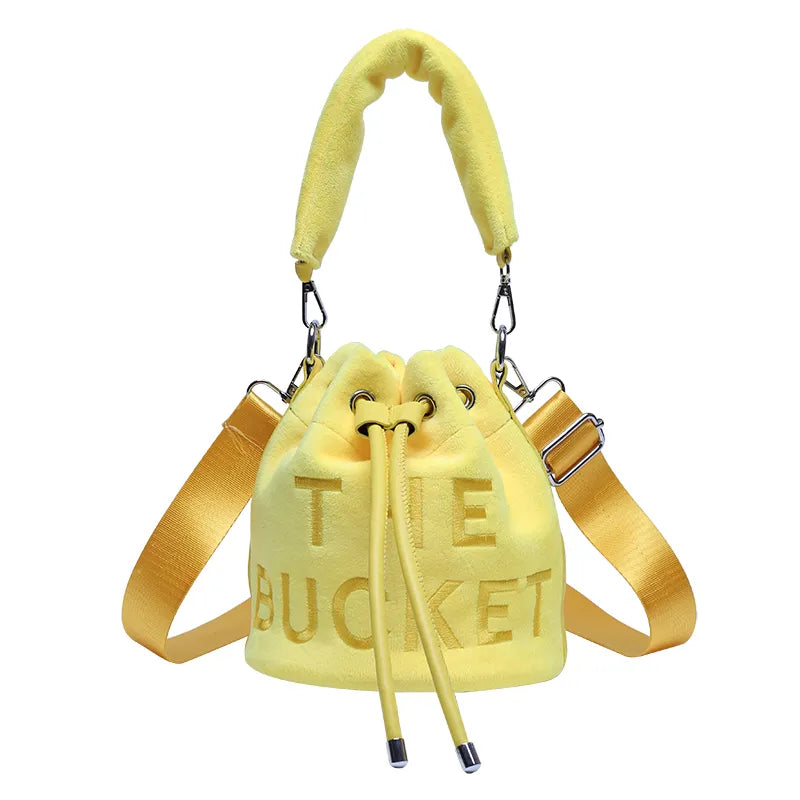 Winter Velvet Bucket Bags for Women Fashion Purses and Handbags Designer Crossbody Bag Luxury Shoulder Bag New Satchel Lady Bag Yellow Shoulder Bag 20X20X20cm