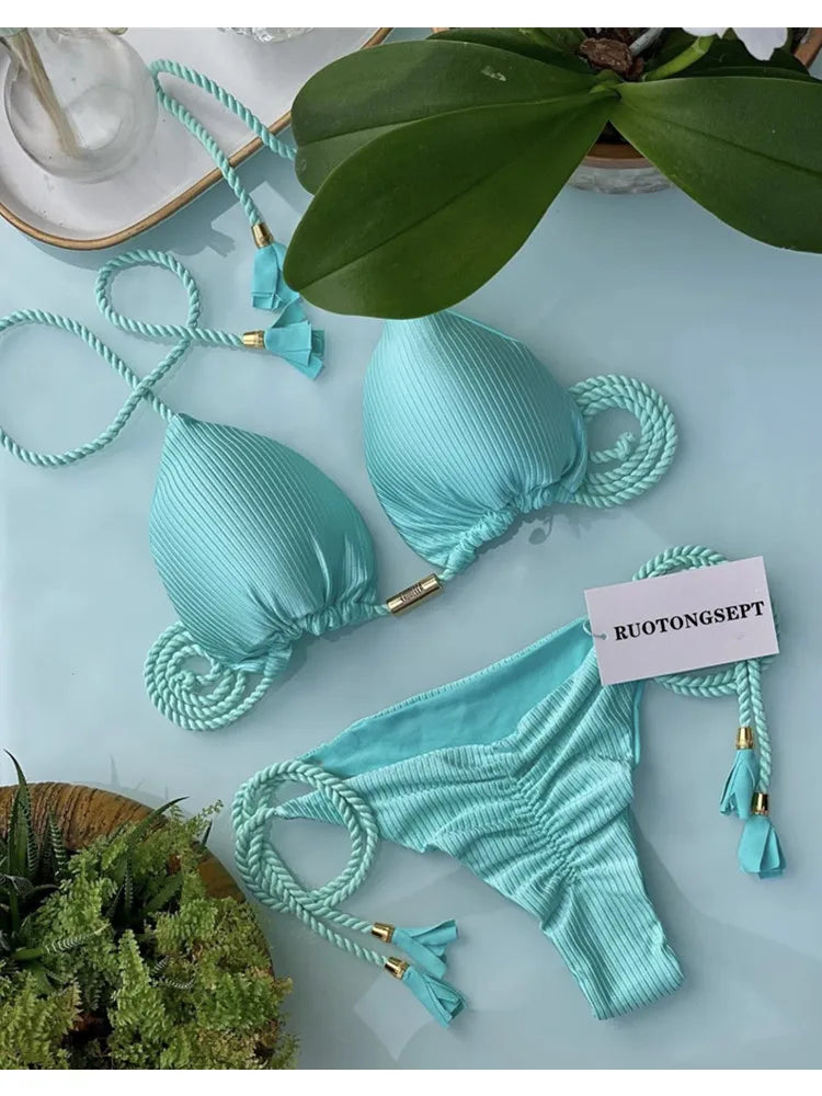 Sexy Bikini Push Up Women Swimsuit Thong Brazilian Bikini Swimwear Female Swimming Bathing Suit Beachwear