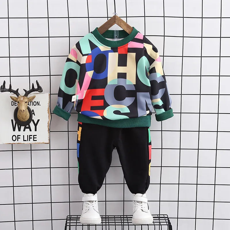 Spring Autumn Baby Girl Clothes Boys Outfits Children Casual T-Shirt Pants 2Pcs/Sets Toddler Sports Costume Kids Tracksuits Green