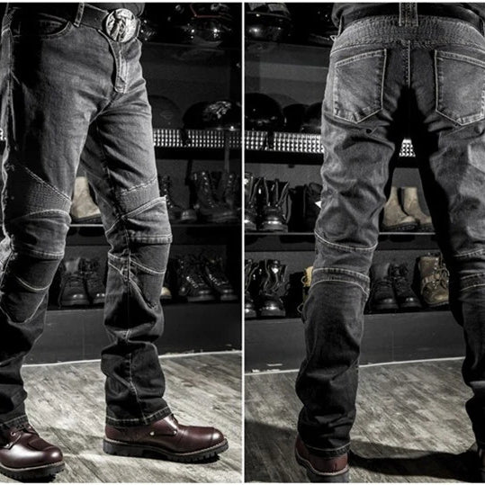 Classic Black Blue Motorcycle Riding Jeans with Knee Hip Pads Motocross Racing Pants Motorbike Cycling Trousers Protective Pants Black