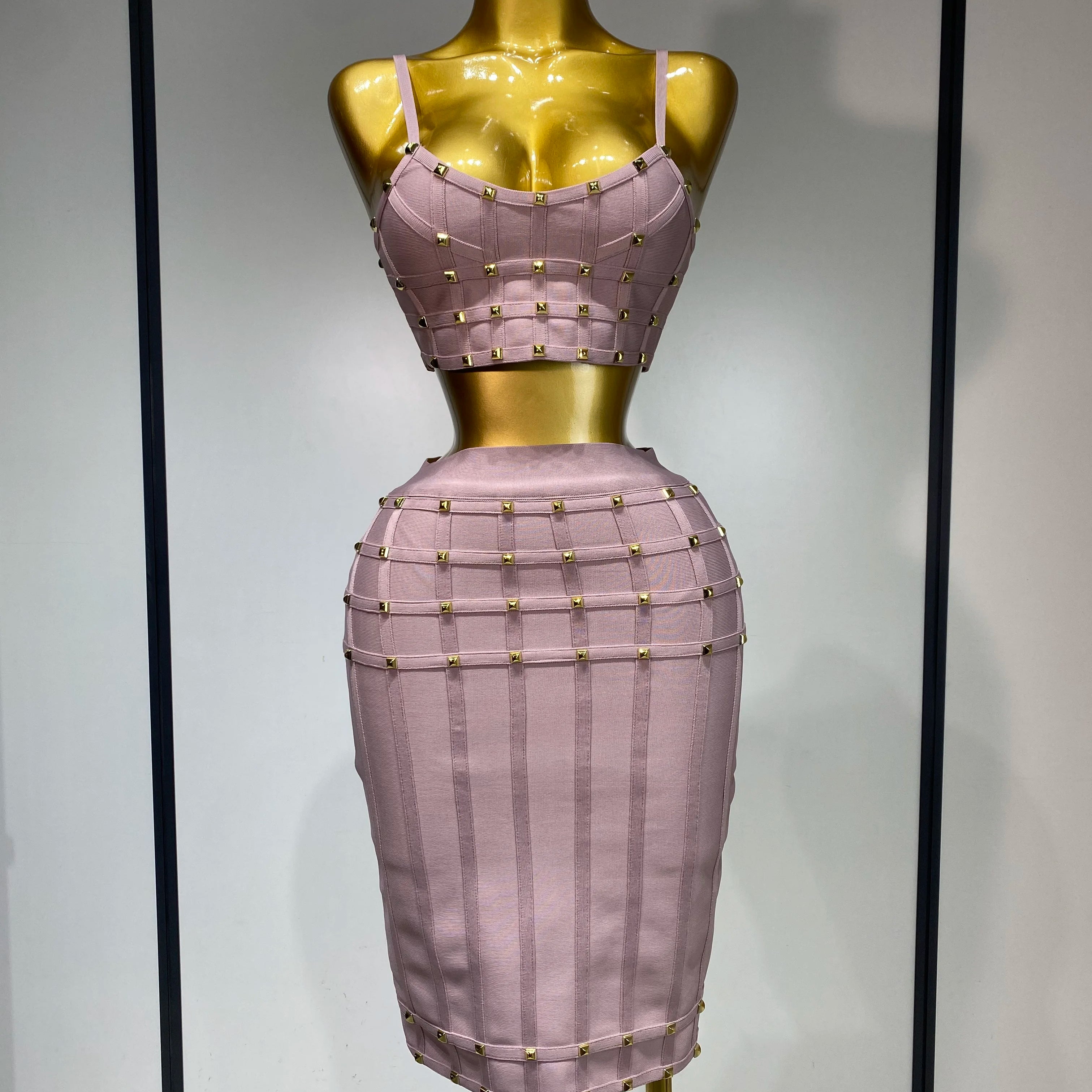 High Quality Women Sexy Luxury Birthday BandageTwo Piece Set Evening Party Prom Gown Celebirty High Street Club Party Outfit