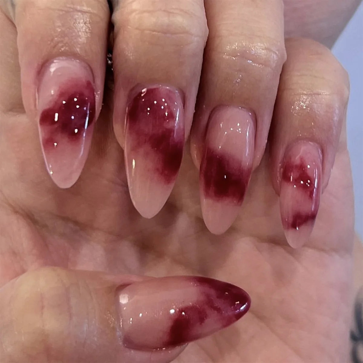 Lot de 24 faux ongles à coller faits main, motif amande, motif chauve-souris, araignée, style Halloween, style Y2K, tendance !