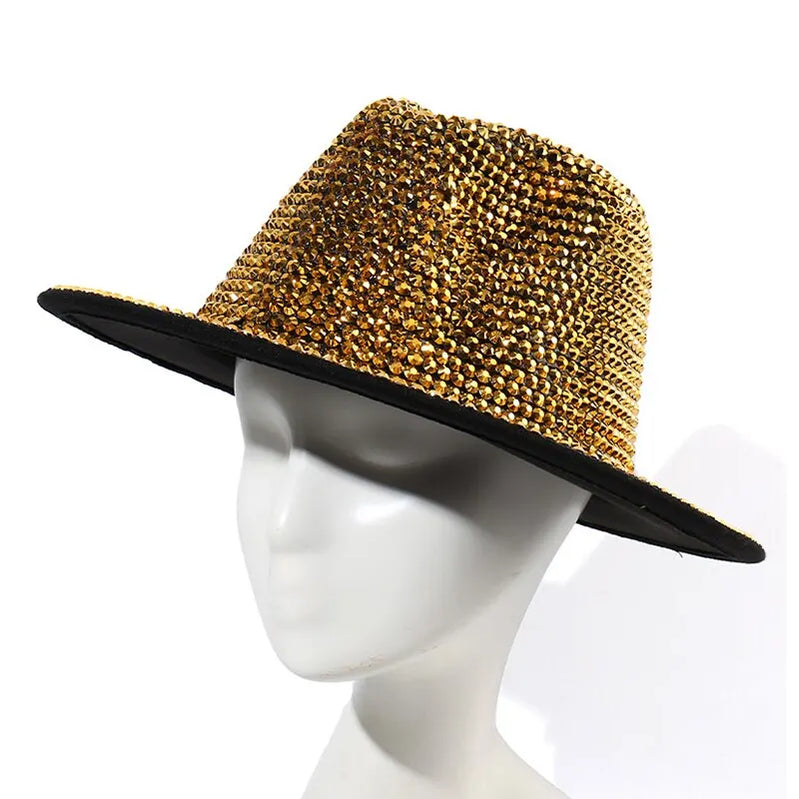 Rhinestone Fedora Jazz Hats Cowboy Hat For Women And Men Double-sided Color Cap Red With Black Diamond Fedora Wholesale
