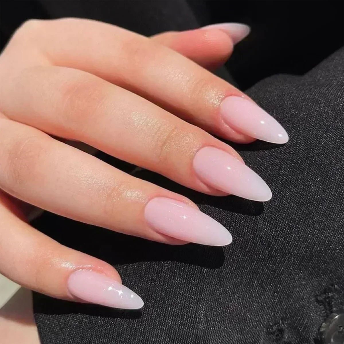 24 peças unhas postiças com cola amêndoa preto vermelho gradiente design destacável strass acrílico unha postiça longa stiletto unhas de pressão