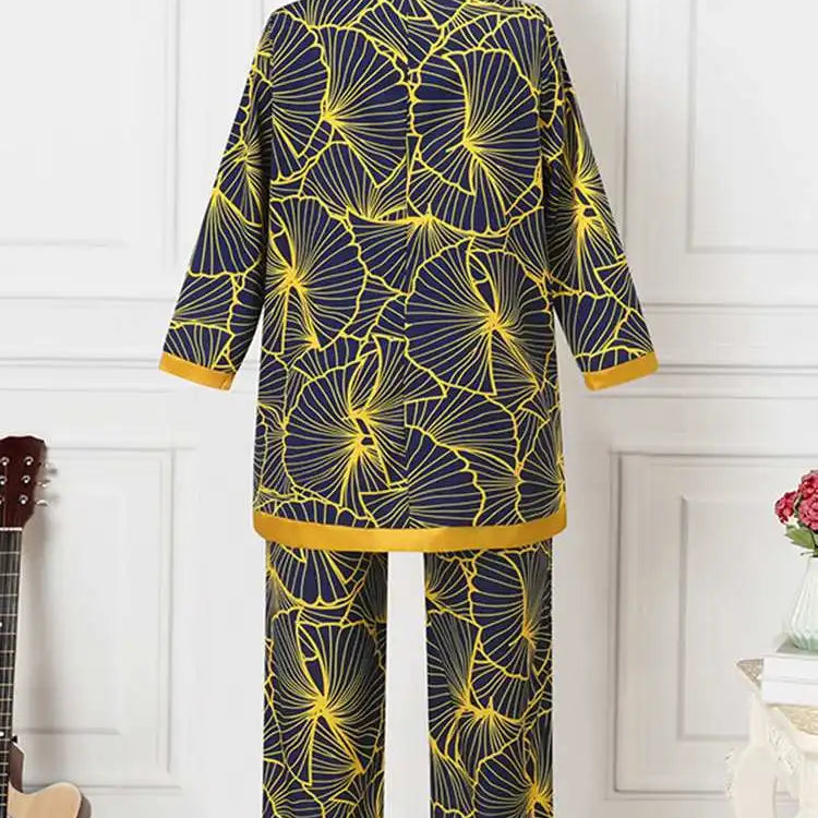 Fashion Retro Printed 2pcs Pant Sets ZANZEA Holiday Long Sleeve Lapel Shirts Outfits Elegant Women Long Trouser 2023 Tracksuit