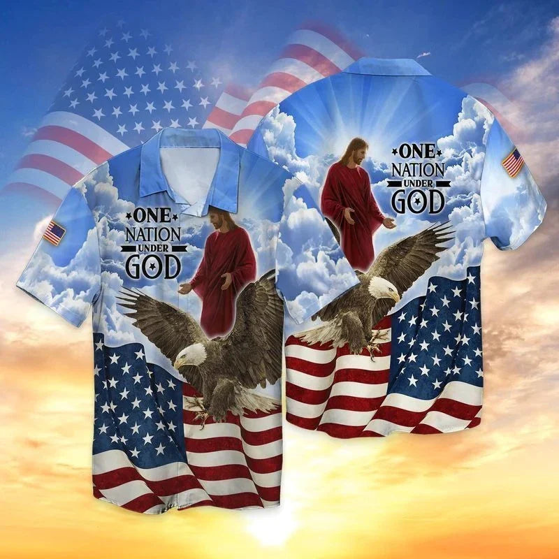 Men's USA National Eagle Flag Shirts Fashion 3d Print Tee Shirt Jesus Pattern Short-sleeved Oversized Casual Female Blouse 4XL CS2024TXX5904