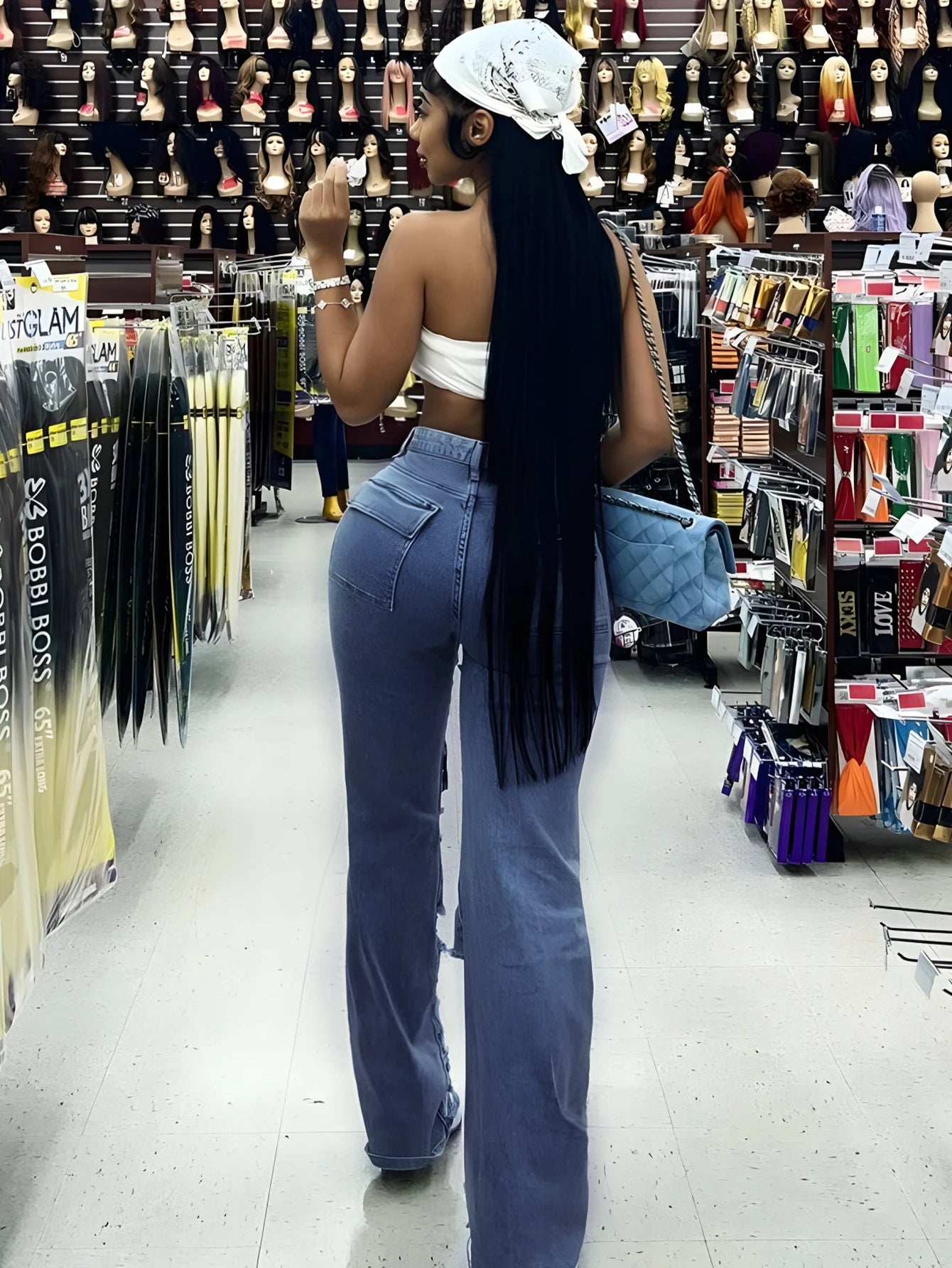 Women Straight Leg Ripped Jeans Fashion Flap Pocket Baggy Pants Vintage Street Hip-Hop Denim Trousers Mujer