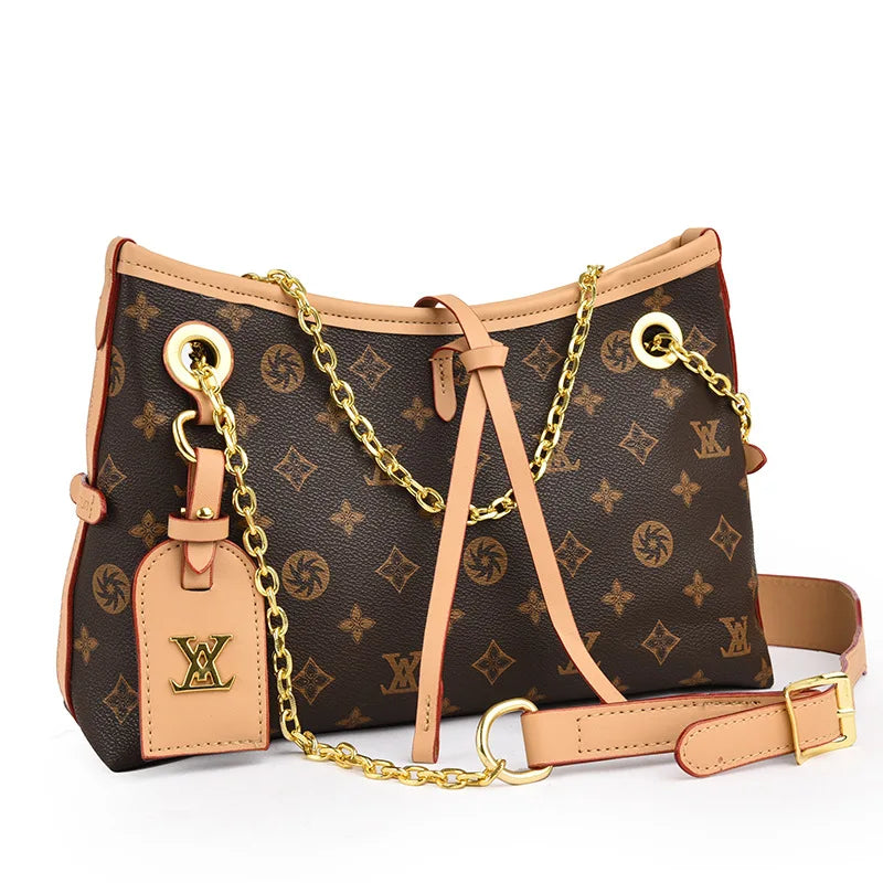 Color-Block Tote Bag with Chain Strap, Spacious Shoulder Bag for Women, Minimalist Crossbody Purse for Daily Use