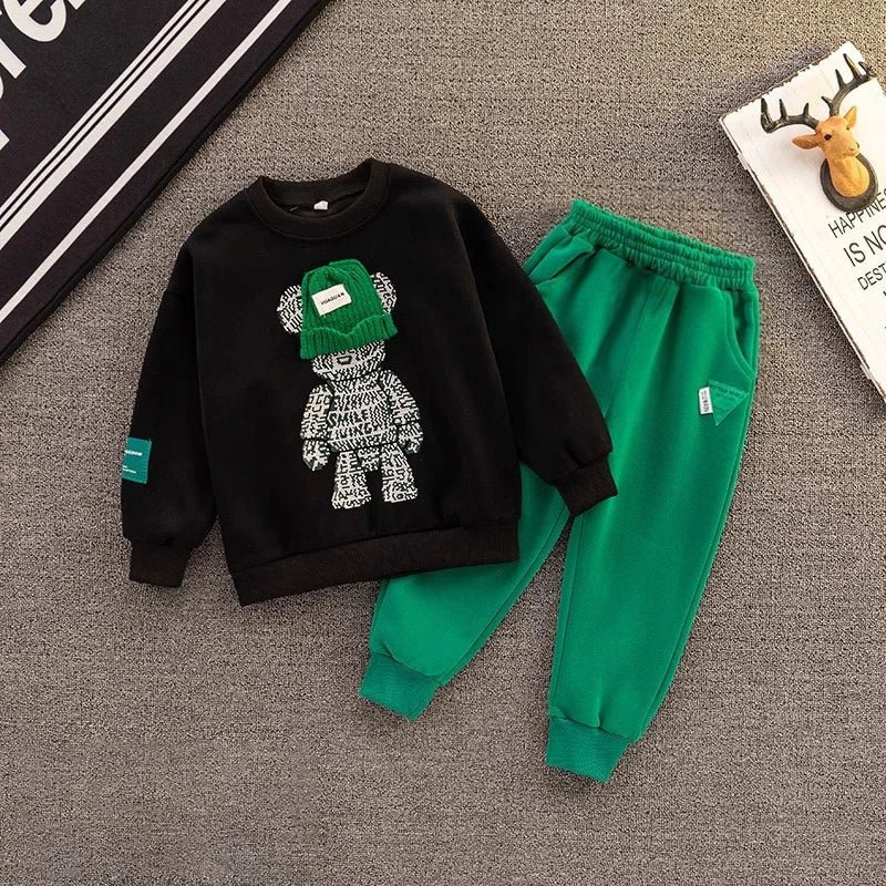 Boys And Girls Clothing Set Children Hooded Outerwear Tops Pants 2Pcs Outfits Kids Teenage Costume Suit Spring Autumn Trend