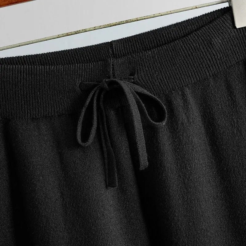 GIGOGOU CHIC Wide Leg Pants Tracksuits Autumn Winter Knit Pullover Sweaters Sets 2 Pieces Sets Full Length Trousers Suits Cloth