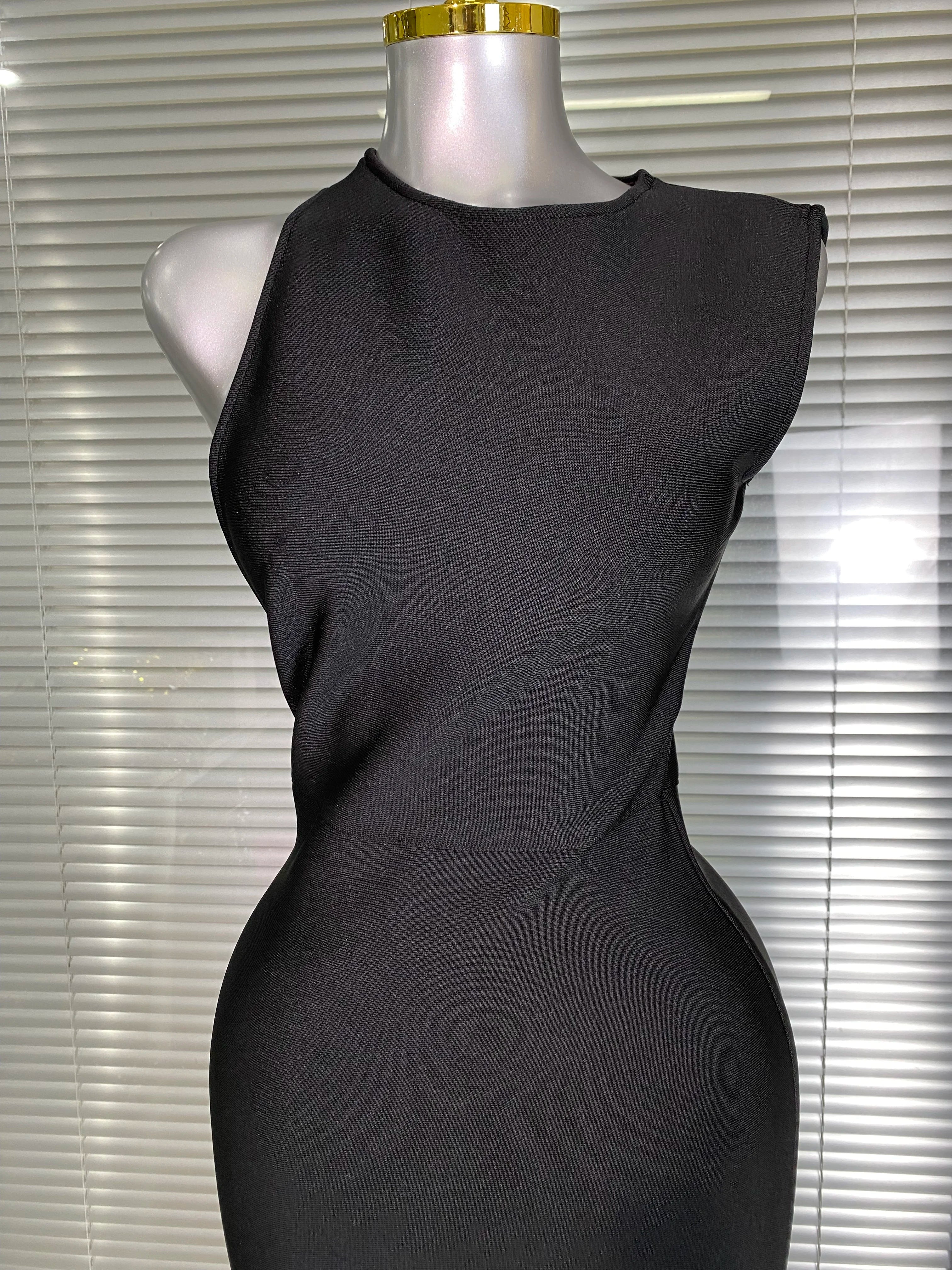 Vestido New INS Sexy Women Black Backless Bandage Dress Celebrity Knitted Bodycon Party Maxi Dress