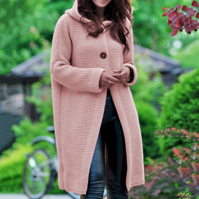 Cashmere Cardigan in Autumn and Winter Women'sloose Long Sleeve Sweater Solid Color Knitted Long Thickened Top