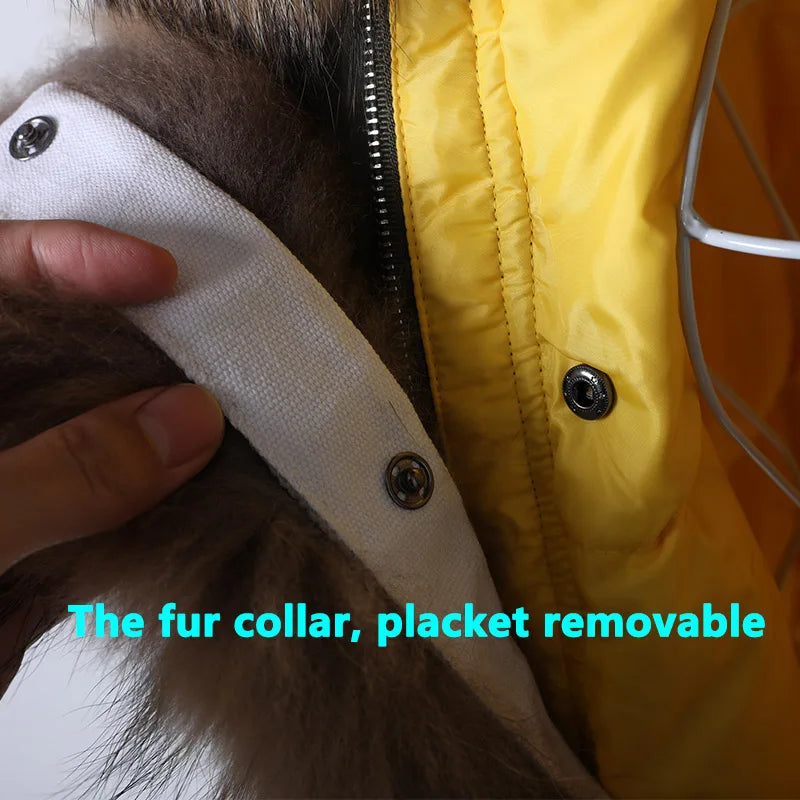 Real Fur Down Jacket Women Long Coat Warm Outwear Big Fur Collar Luxury Female Clothes Parkas Puffer Jacket