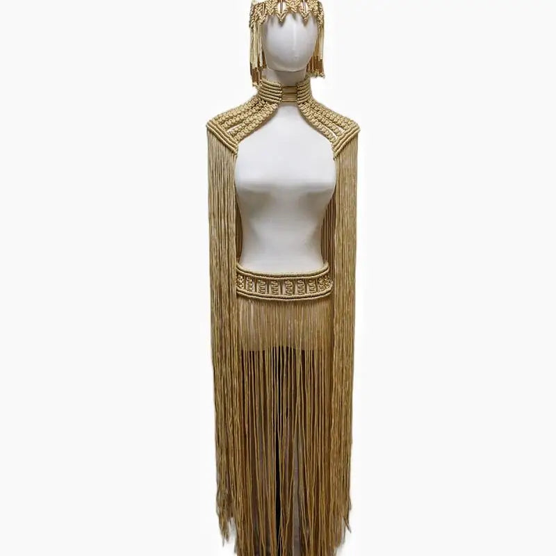 Tassel Hand Crochet Knitted Women Bikini Cover Ups 2023 Summer Holiday Beach Bathing Suit Sexy Hollow Out Skirts Matching Set A01khaki One Size