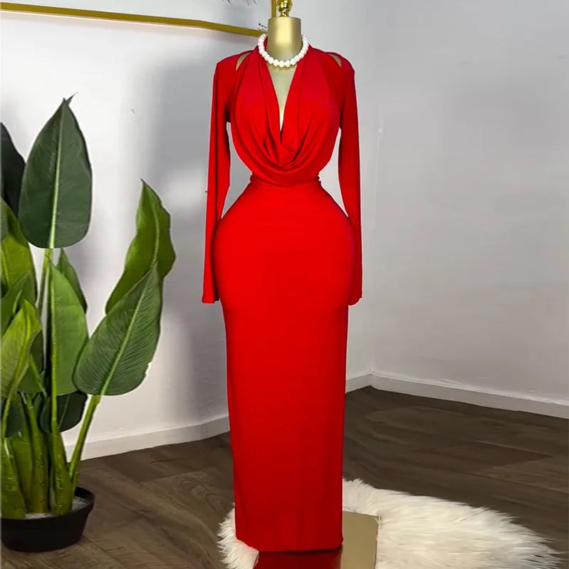 CM.YAYA Women Full Sleeve Pile Collar Long Maxi Dress 2025 Sweet Holiday Beach Birthday Evening Sexy Girl Party Dresses Vestidos