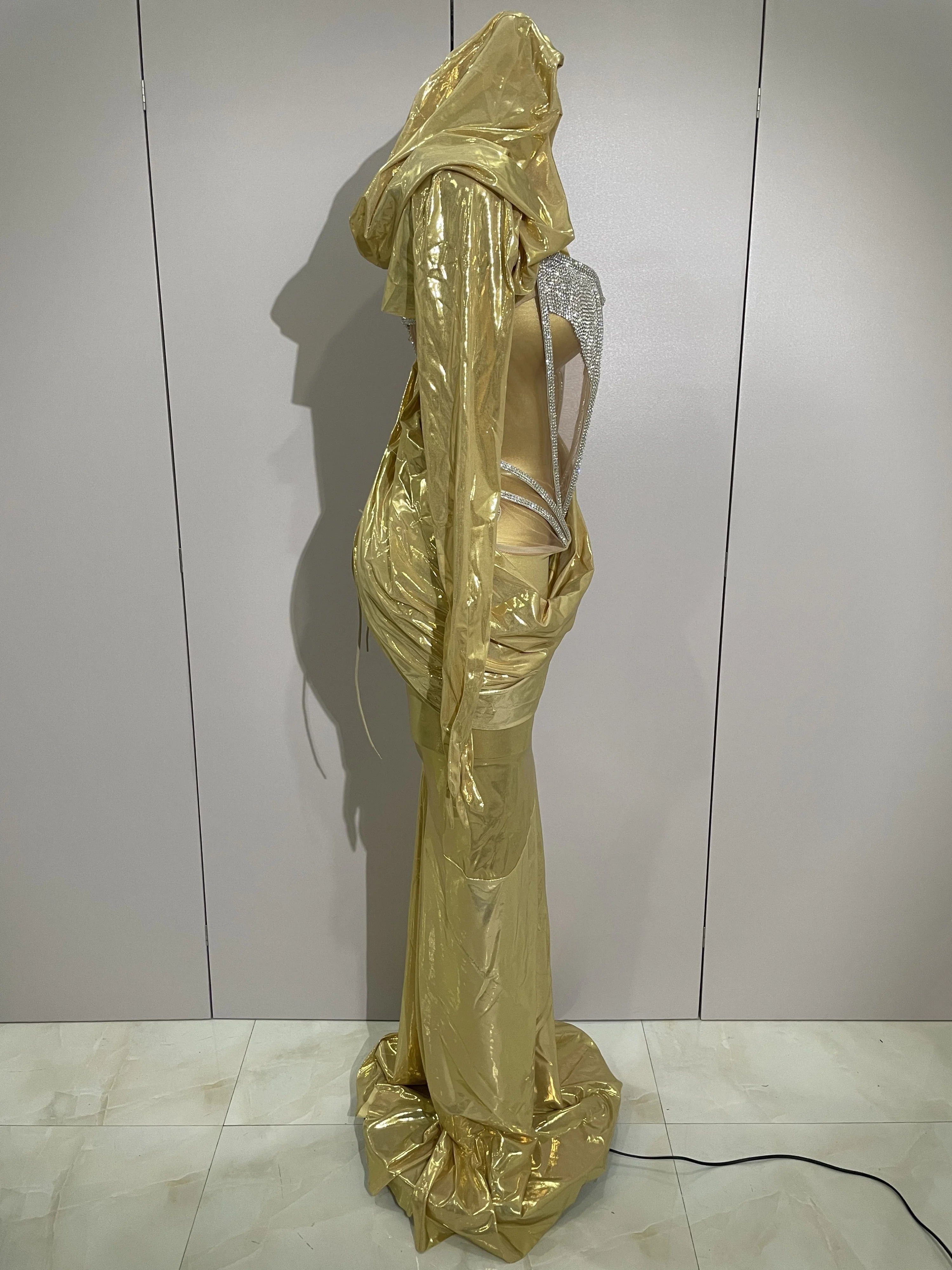 Sexy Sparkly Diamond Long Dress Two Pieces Sets Women Nightclub Party Celebrate Dance Singer Performance Costume Stage Outfit