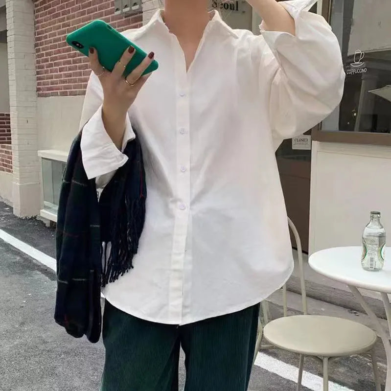 Autumn Clothes Korean Women Shirt Long Sleeve Harajuku Spring Korean Style Fashion Blouse Shirt White Vintage Female Casual Tops
