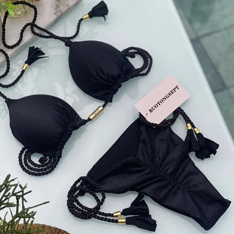 Sexy Bikini Push Up Women Swimsuit Thong Brazilian Bikini Swimwear Female Swimming Bathing Suit Beachwear 8258