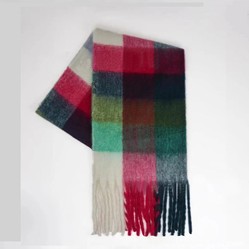 Classic Plaid Scarf Women Autumn Winter Soft Warm Scarf Luxury Long Simple Scarf Thickened Soft Shawl Fashion Accessories EG no tag