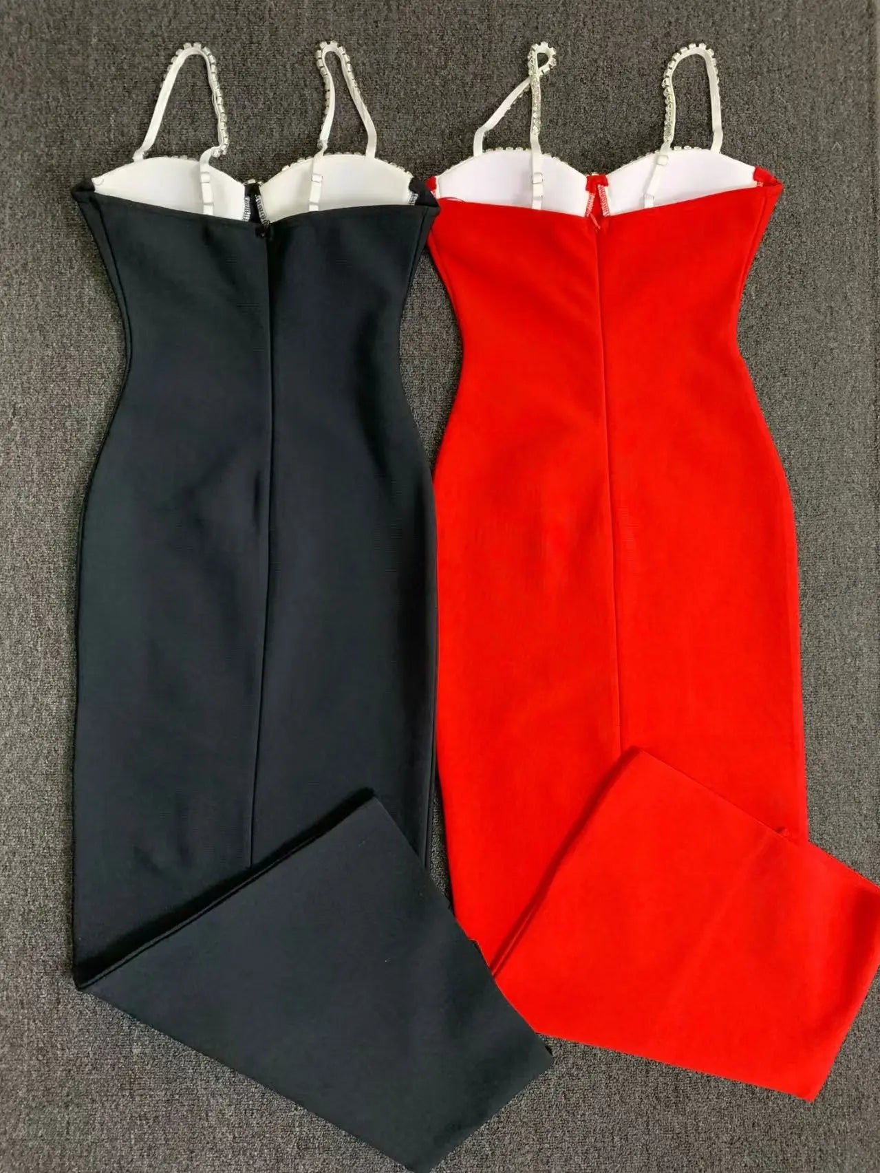 Black Red Color Women Sleeveless Sexy Strap Square Collar Bodycon Long Bandage Dress Nightclub Party Fashion Cocktail Dress