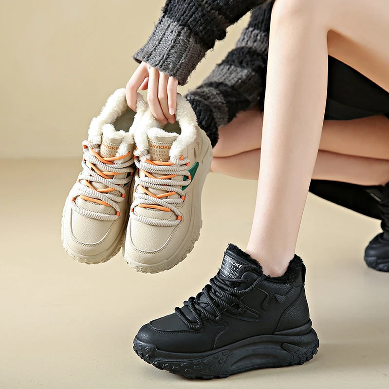 High Top Sneakers for Women Platform Lace Up Leather Walking Sport Shoes Running Tennis Non Slip Ankle Booties Fashion