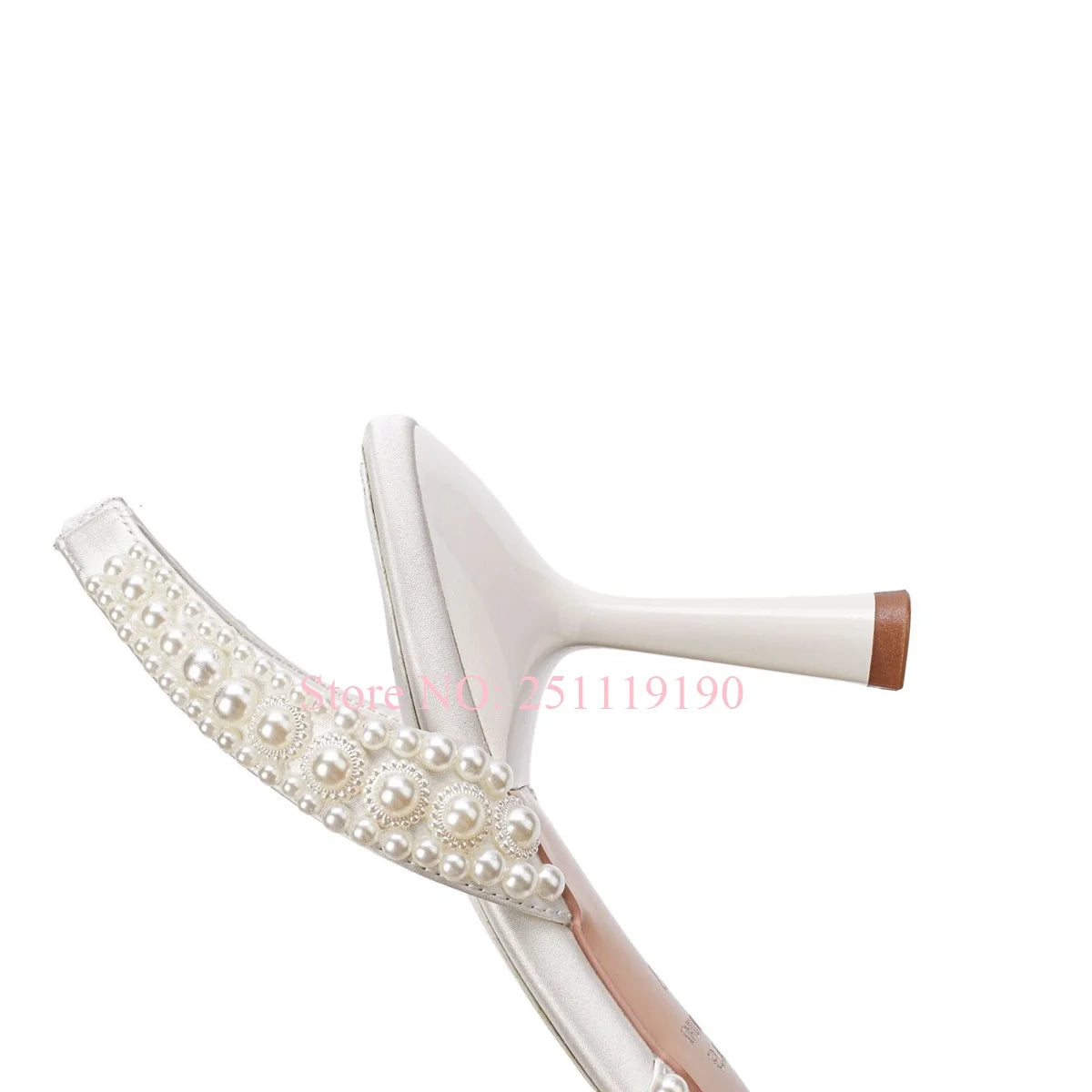 Elegant Bowknot Pearl Embellished Slingback Heels Women's Wedding Party Pumps Bridal Shoes With Rhinestone Ankle Straps Footwear