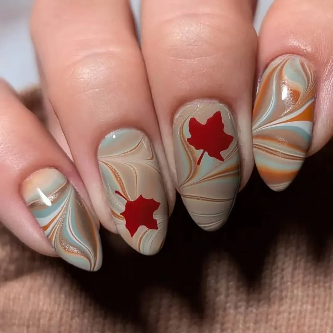 24Pcs Mid-length Almond False Nails with Red Pink Dot Design Press on Fake Nails for Woman Detachable Full Cover Nails Tips Art