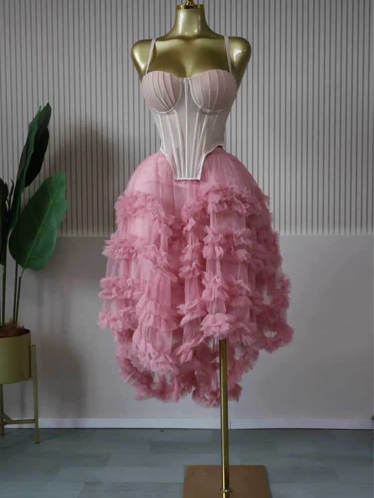 CM.YAYA Women's Dress Set Tunic Irregular Crop Top and Irregular Ball Gown Maxi Long Skirt Suit 2025 Two 2 Piece Set Outfits