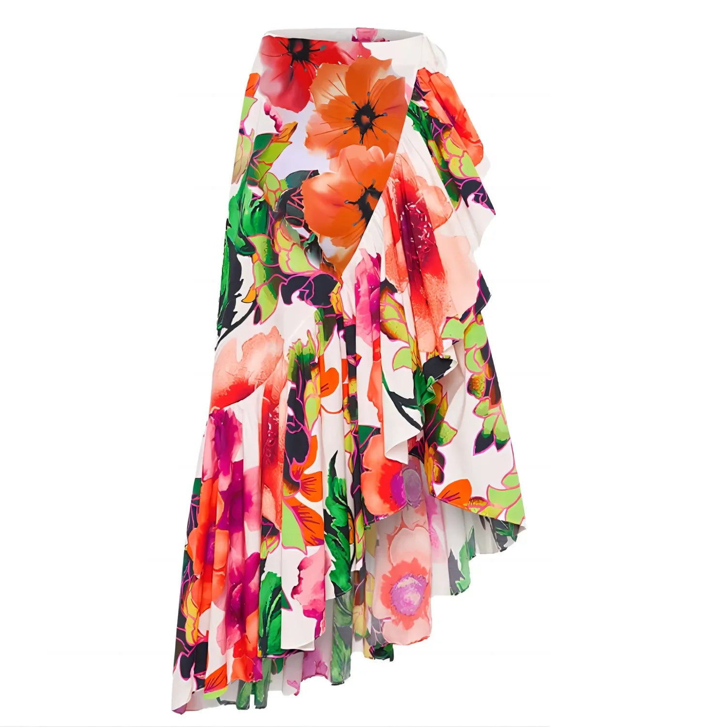 New Flower Printed Ruffle One Piece Women Swimsuit Swimwear with Skirt Ruffle Bathing Suit Monokini Beach Wear Bodysuit